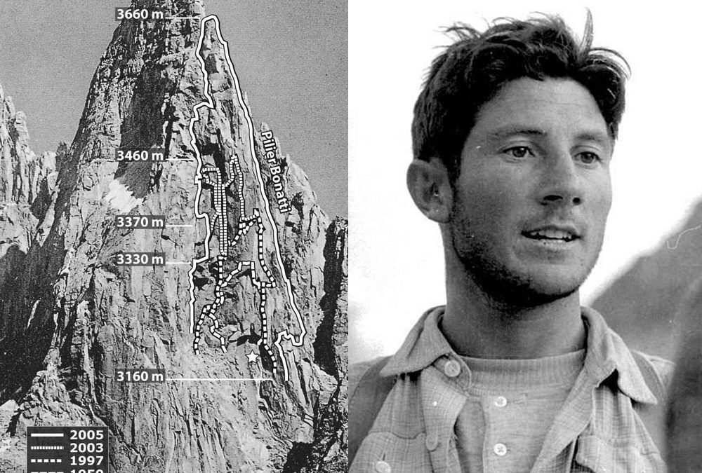 Rope Solo – Landmark Event #1 – 1955 – Walter Bonatti LRS First Ascent of the Bonatti Pillar on Aiguille du Dru